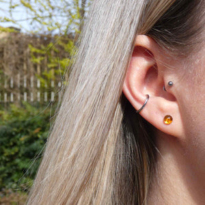 Natural Light Amber Sterling Silver Stud Earrings