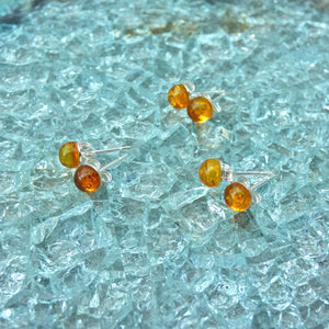 Natural Light Amber Sterling Silver Stud Earrings