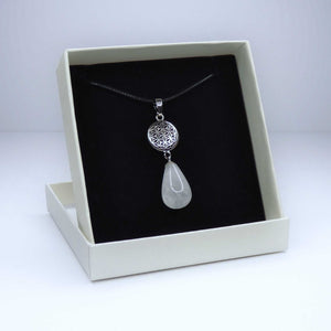 Natural Clear Quartz Crystal Teardrop Pendant Necklace