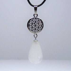 Natural Clear Quartz Crystal Teardrop Pendant Necklace