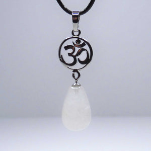 Natural Clear Quartz Crystal Teardrop Pendant Necklace