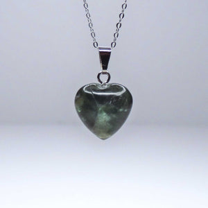 Natural Green Fluorite Crystal Heart Pendant
