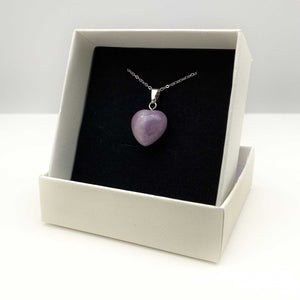 Natural Lepidolite Crystal Heart Necklace