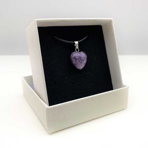 Natural Lepidolite Crystal Heart Necklace