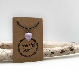 Natural Lepidolite Crystal Heart Necklace