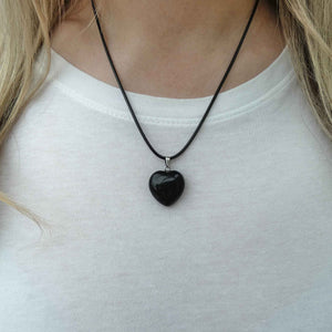 Natural Obsidian Crystal Heart Necklace