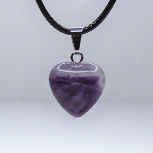 Natural Purple Fluorite Crystal Heart Pendant Necklace