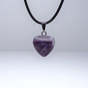 Natural Purple Fluorite Crystal Heart Pendant Necklace