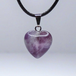 Natural Purple Fluorite Crystal Heart Pendant Necklace