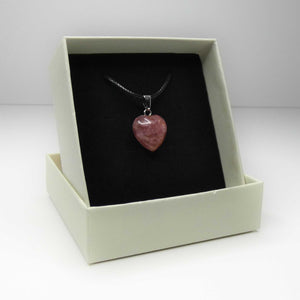 Natural Strawberry Quartz Crystal Heart Necklace