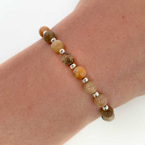 Natural Moonstone and Sunstone Crystal Bracelet