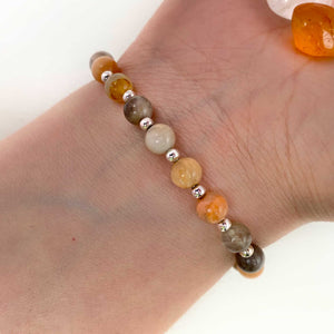 Natural Moonstone and Sunstone Crystal Bracelet