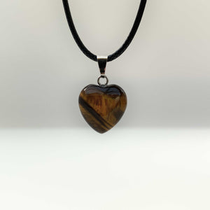 Natural Tiger's Eye Crystal Heart Necklace
