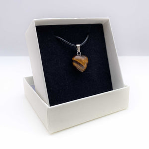 Natural Tiger's Eye Crystal Heart Necklace